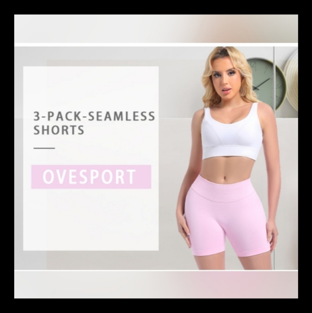 NWT 2 Ea. 3.6" Women Seamless  High Waisted Scrunch Butt Lifting Shorts. Teal Co - Picture 3 of 7